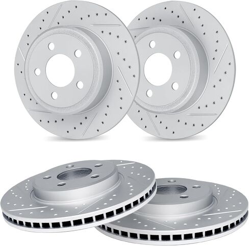 R1 Concepts Front and Rear Brake Rotors For 2005-2015 Hyundai Sonata, 2011-2016 Kia Optima| Drilled Slotted Disc Brake Rotors| Brakes and Rotors Brakes and Rotors in Saudi Arabia