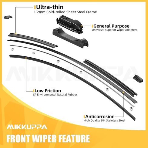 MIKKUPPA 26"+16"+12" استبدال شفرات ممسحة الزجاج الأمامي لـ 2018-2023 Subaru Crosstrek، 2017-2023 Impreza، مجموعة شفرات ممسحة أمامية وخلفية بقفل علوي لجميع المواسم (عبوة من 3 قطع) in Saudi Arabia