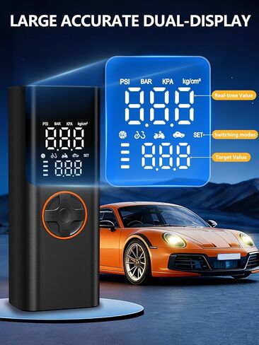 AIRSURE Tire Inflator Portable Air Compressor, 150PSI Cordless Tire Pump with USB Output, 12V DC Car Plug & Dual Power 6000mAh, Fast Inflation Air Pump for Cars, Bikes, Motorcycles and Balls in Saudi Arabia