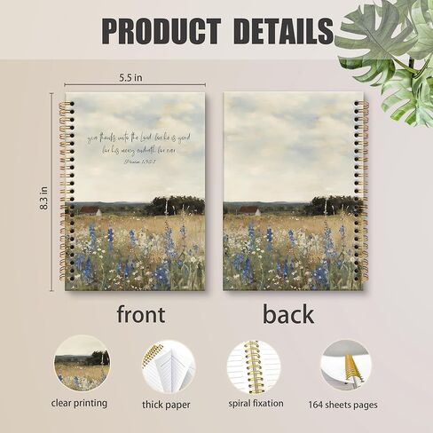 XNXLDYLH Christian Bible Floral Notebook Journal, Church Nature Spiral Notebook, Bible Study Prayer Spiritual Faith Journal Notebooks for Women, Christian Office School Supplies Gifts, 5.5x8.3 Inch in Saudi Arabia
