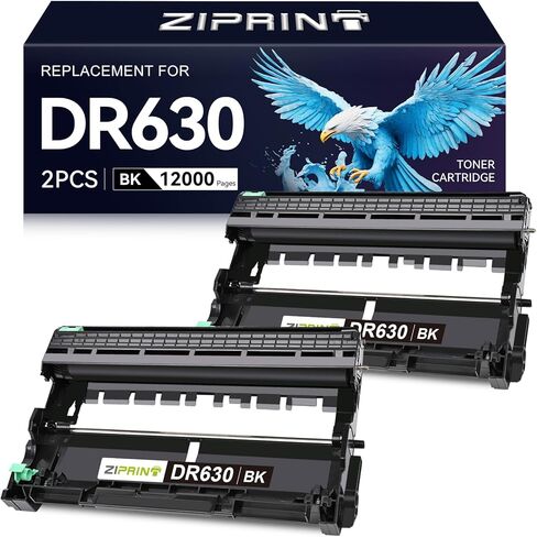 ZIPRINT 2-Pack Dr630 Drum Replacement for Brother DR 630 DR-630 HL-L2300D HL-L2320D HL-L2360DW HL-L2380DW DCP-L2540DW DCP-L2520DW MFC-L2700DW MFC-L2705DW MFC-L2707DW MFC-L2720DW MFC-L2740DW Printer in Kuwait
