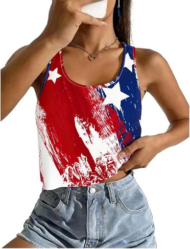 250 سنة العلم الأمريكي المحاصيل القمم للنساء الذكرى 250 4th من يوليو الوطنية تانك القمم الولايات المتحدة الأمريكية قميص الرسم in Kuwait