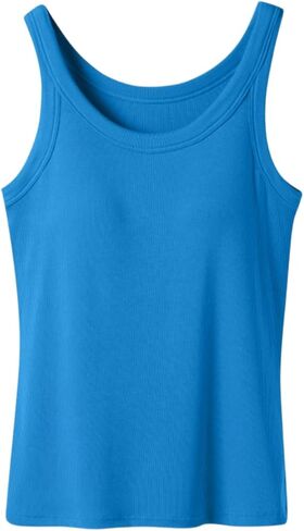 Womens Tank Top Built in Bra Scoop Neck Padded Knit Summer Tank Tops Sports Athletic Workout Support Cami Top in Saudi Arabia