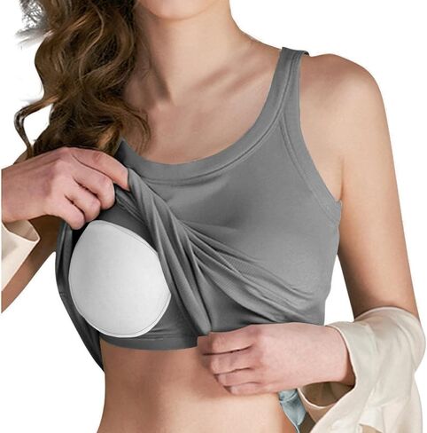 Womens Tank Top Built in Bra Scoop Neck Padded Knit Summer Tank Tops Sports Athletic Workout Support Cami Top in Saudi Arabia