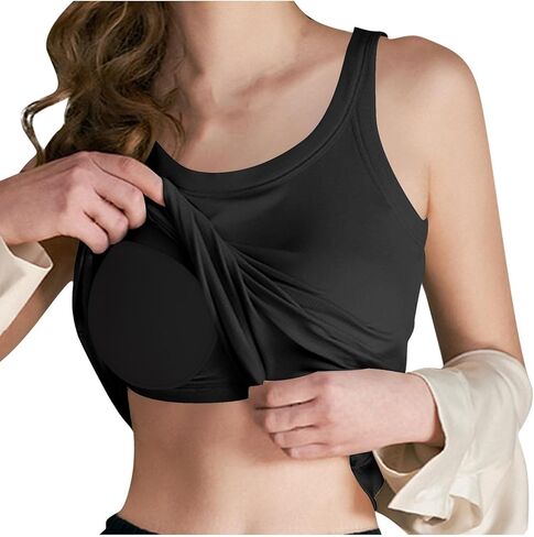 Womens Tank Top Built in Bra Scoop Neck Padded Knit Summer Tank Tops Sports Athletic Workout Support Cami Top in Saudi Arabia