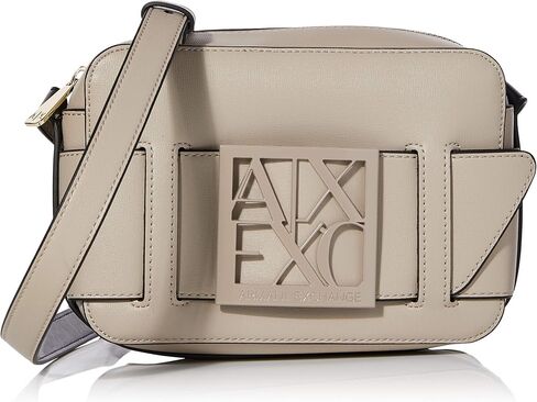Armani Exchange Women's Logo Placket Top Zip Camera Crossbody Bag, Black, One Size in Saudi Arabia