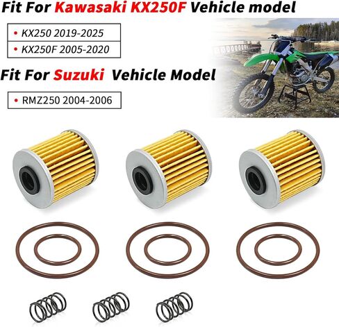 3 قطعة طقم استبدال عنصر فلتر الزيت لكاواساكي KX250 2019-2025 /KX250F 2005-2020/ سوزوكي RMZ250 2004-2006 RMZ KX 250 250F in Saudi Arabia