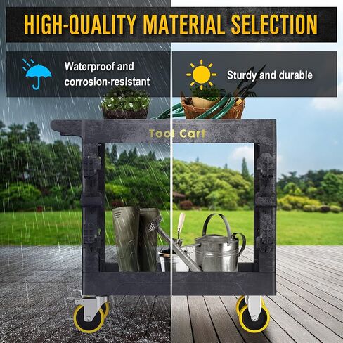 LDHTHOPI Heavy Duty Plastic Utility Cart 850LBS Capacity 2 Shelf Service Cart Rolling Utility Carts with Swivel Wheels & Ergonomic Handle for Warehouse, Garage, Cleaning, Manufacturing in Saudi Arabia
