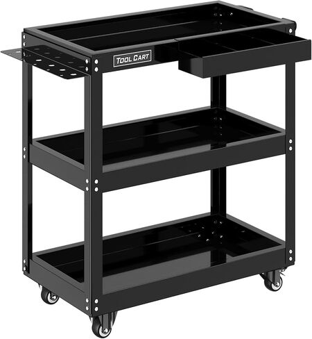 LDHTHOPI Heavy Duty Plastic Utility Cart 850LBS Capacity 2 Shelf Service Cart Rolling Utility Carts with Swivel Wheels & Ergonomic Handle for Warehouse, Garage, Cleaning, Manufacturing in Saudi Arabia