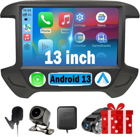 استبدال راديو السيارة Android 13 2+64G متوافق مع Chevy Silverado & GMC Sierra 2014-2018، شاشة لمس 10.2 بوصة، CarPlay اللاسلكي وAndroid Auto، WiFi، GPS، Bluetooth، FM، كاميرا احتياطية 1080P، SWC in Saudi Arabia