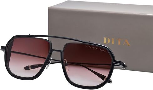Dita INTRACRAFT DT DTS165 A-02 Matte Black/Black Iron Metal Navigator Sunglasses Red Gradient Lens, 59-15-130 in Kuwait