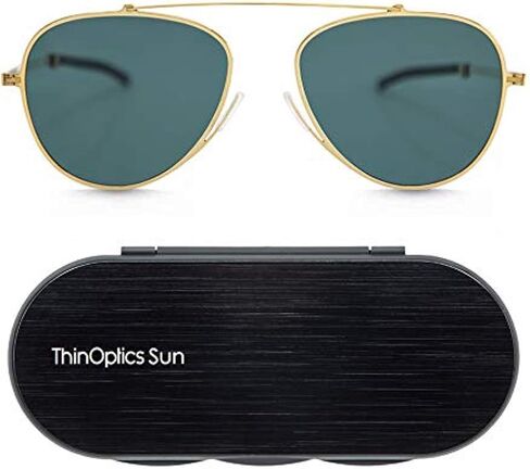 حافظة ألومنيوم ThinOptics Milano + نظارة شمسية Aviator، إطار ذهبي/عدسة G15، 54 مم in Saudi Arabia