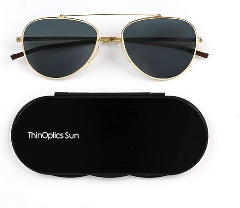 حافظة ألومنيوم ThinOptics Milano + نظارة شمسية Aviator، إطار ذهبي/عدسة G15، 54 مم in Saudi Arabia