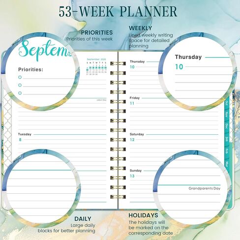 Planner 2026-2027 - 2026-2027 Plannner, Jul. 2026 - Jun. 2027, 26-27 Planner Weekly and Monthly, Calendar Planner, 6.3" x 8.4", Tabs, Hardcover, Back Pocket in Saudi Arabia