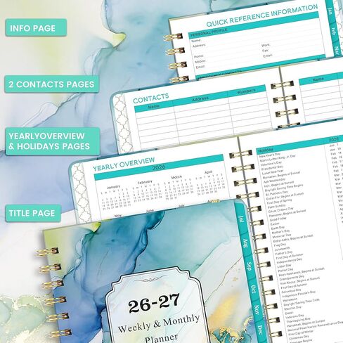 Planner 2026-2027 - 2026-2027 Plannner, Jul. 2026 - Jun. 2027, 26-27 Planner Weekly and Monthly, Calendar Planner, 6.3" x 8.4", Tabs, Hardcover, Back Pocket in Saudi Arabia