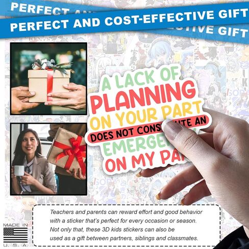 A Lack of Planning On Your Part Does Not Constitute an Emergency On My Part Sticker, Vinyl Decal Sticker for Laptop, Kindle, Notebook, Gift Ideas for Adult Ladies Kid Teen, Size 5" in Kuwait