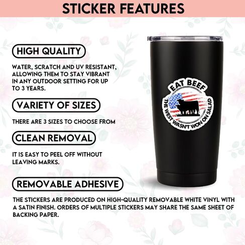 TODOLIA (3Pcs-3in) Eat Beef The West Wasn't Won On Salad Sticker Funny Eat Beef Carnivore Sticker Meat Lover Gift Decoration Planner Tablet Laptop Helmet Vehicles Decal in Kuwait