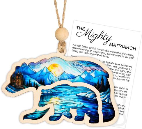 زخرفة تأثير ماما بير صن كاتشر مع بطاقة القصة، زخارف الدب ماما للتعليق، للأم والجدة، الدب الأم العظيم وحلية الشبل، الأمومة، زخارف القصة in Kuwait