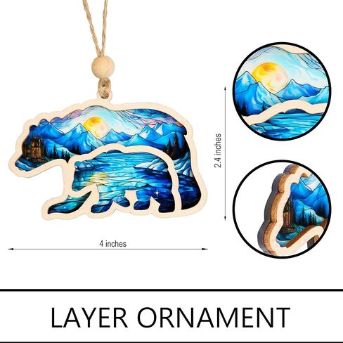 زخرفة تأثير ماما بير صن كاتشر مع بطاقة القصة، زخارف الدب ماما للتعليق، للأم والجدة، الدب الأم العظيم وحلية الشبل، الأمومة، زخارف القصة in Kuwait