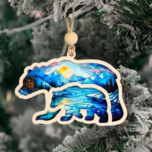 زخرفة تأثير ماما بير صن كاتشر مع بطاقة القصة، زخارف الدب ماما للتعليق، للأم والجدة، الدب الأم العظيم وحلية الشبل، الأمومة، زخارف القصة in Kuwait