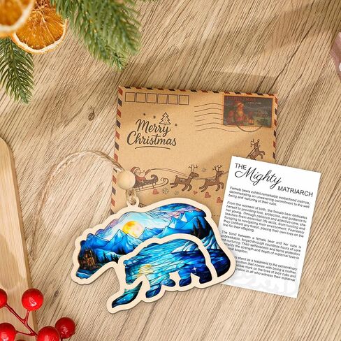 زخرفة تأثير ماما بير صن كاتشر مع بطاقة القصة، زخارف الدب ماما للتعليق، للأم والجدة، الدب الأم العظيم وحلية الشبل، الأمومة، زخارف القصة in Kuwait