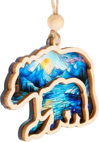 زخرفة تأثير ماما بير صن كاتشر مع بطاقة القصة، زخارف الدب ماما للتعليق، للأم والجدة، الدب الأم العظيم وحلية الشبل، الأمومة، زخارف القصة in Kuwait