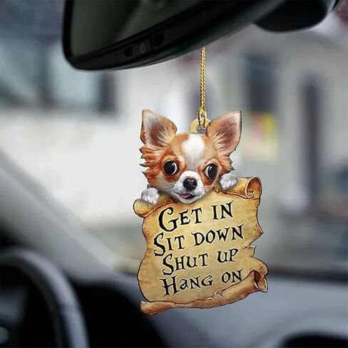 2021 New Cute Dog Two Sided Hanging Ornament with A Treasure Map,Puppy Two Sided Ornament,Get in Sit Down Shut Up Ornament Boston Terrier Lover Gifts for Animal Lover Car Mirror. (D) in Saudi Arabia