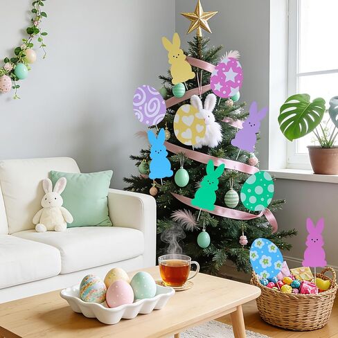 10 قطع 10 بوصة لتزيين شجرة عيد الفصح من أعواد أرنب البيض، أعواد شجرة بيض أرنب عيد الفصح كبيرة جدًا، علامات زينة ملونة لشجرة عيد الفصح لفصل الربيع في الأماكن المغلقة وفي الهواء الطلق وديكور حفلات مزهرية زهور in Kuwait