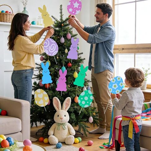 10 قطع 10 بوصة لتزيين شجرة عيد الفصح من أعواد أرنب البيض، أعواد شجرة بيض أرنب عيد الفصح كبيرة جدًا، علامات زينة ملونة لشجرة عيد الفصح لفصل الربيع في الأماكن المغلقة وفي الهواء الطلق وديكور حفلات مزهرية زهور in Kuwait