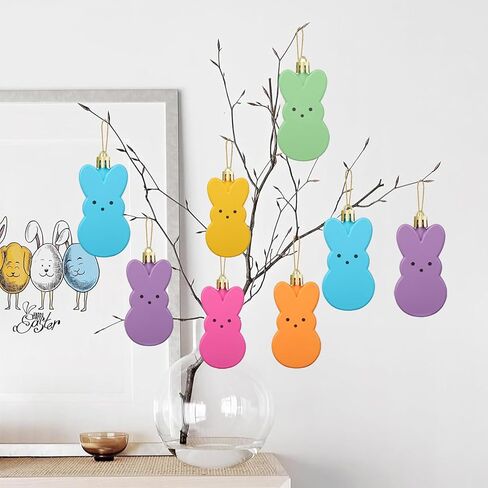 12 Pcs Easter Bunny Hanging Ornaments Decoration, Colorful Bunny Ornaments for Tree Decorations, Easter Tree Hanging Ornaments for Home School Party Decor Wall Decor in Saudi Arabia
