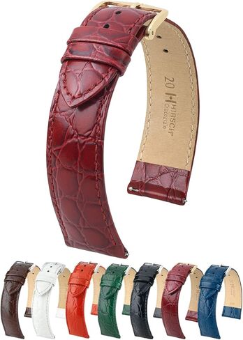 Hirsch Crocograin Bonded Crocodile Leather Watch Strap - 12mm, 13mm, 14mm, 15mm, 16mm, 17mm, 18mm, 19mm, 20mm, 22mm - Length - Attachment Width/Buckle Width - Quick Release Watch Band in Kuwait