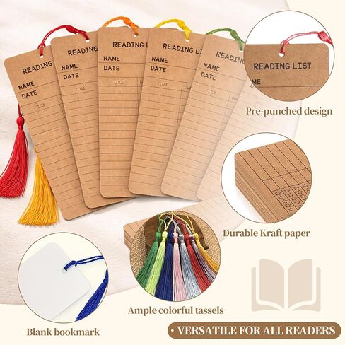 60 PCS Reading List Bookmarks with Colorful Tassels – 50 Book Tracker Bookmarks & 10 Blank White Bookmarks for Book Lovers, Students, Teachers – Graduation Gifts, Reading Log, Back-to-School Supplies in Saudi Arabia