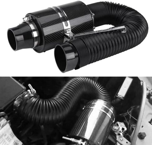 Air Intake Hose Car 3 Inch Universal Carbon Fiber Air Filter Feed Enclosed Intake Hose Kit Flexible Air Filter Intake Hose in Kuwait