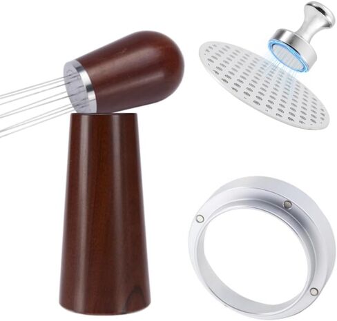 أداة wdt للإسبريسو تسمى أداة التوزيع أو أداة تقليب الإسبريسو، قاعدة من الفولاذ المقاوم للصدأ، ثقل موازن ومقبض من الخشب الطبيعي، تحتوي على 8 أدوات تقليب القهوة بإبر الإسبريسو يمكنها تفتيت الكتل. in Kuwait