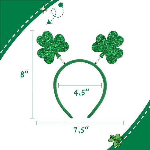 YanJie 3PCS St Patrick Day Headband Glitter Shamrock Green إكسسوارات الشعر للأطفال عصابات الرأس Leprechaun Top Hat Party Favors Headbands للرجال in Saudi Arabia
