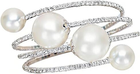 Xerling Big Pearl Bracelets Multi Layered Gold Rhinestones Hand Bracelets for Women Dainty Crystal Hand Jewelry for Wedding Bridal Statement Hand Chain Bracelets (Type B-Gold) in Saudi Arabia