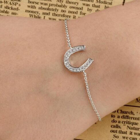 EVER FAITH 925 Sterling Silver Gorgeous CZ Daily Lucky Horseshoe Adjustable Link Bracelet Hand Chain for Woman in Saudi Arabia