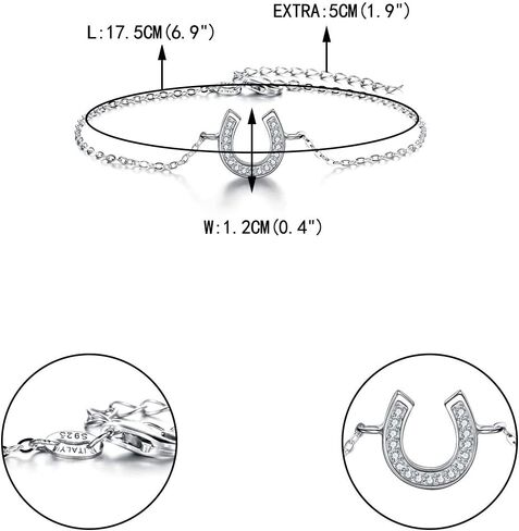 EVER FAITH 925 Sterling Silver Gorgeous CZ Daily Lucky Horseshoe Adjustable Link Bracelet Hand Chain for Woman in Saudi Arabia