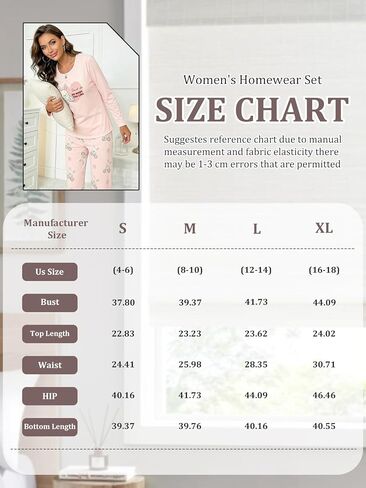 Womens Pajama Set, Long Sleeve Top and Pants, 2 Piece Sleepwear Loungewear Set, Crew Neck Sleep Shirt, Rabbit Print Pajama in Saudi Arabia