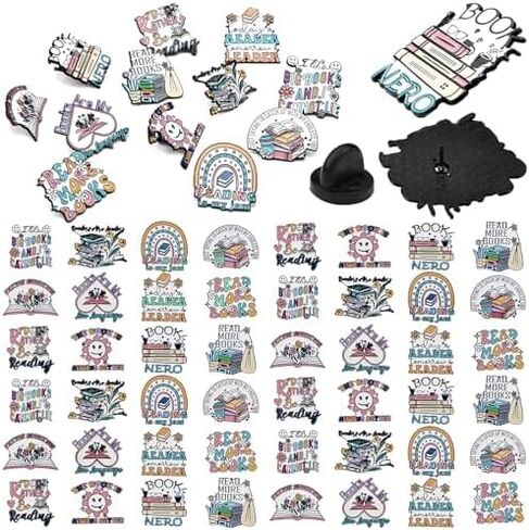 48 Pcs Book Lover Gift Bulk Book Enamel Pin Boho Bookish Pin Gift for Jackets Hats Christmas Stuffers for Bookworms Librarians Readers Students Educators Friends Collectors in Saudi Arabia