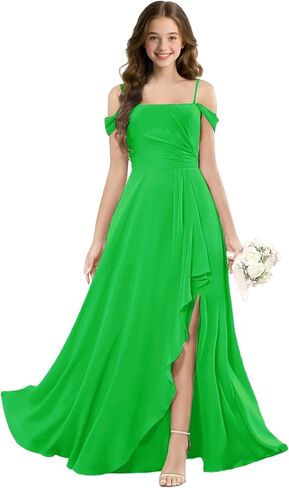 Junior Bridesmaid Dresses Long Flower Girls Dress Off Shoulder Girls Wedding Guest Dress Party Maxi Formal Gown in Kuwait