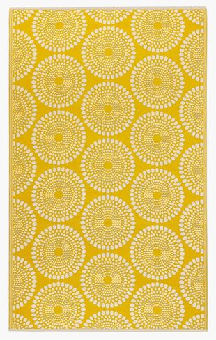 Fab Habitat Outdoor Rug - Waterproof, Fade Resistant, Crease-Free - Premium Recycled Plastic - Floral Medallion - Porch, Deck, Balcony, Mudroom, Laundry Room, Patio - Rio - Yellow - 3 x 5 ft in Saudi Arabia