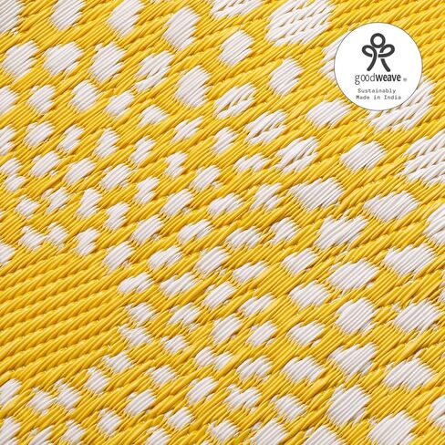 Fab Habitat Outdoor Rug - Waterproof, Fade Resistant, Crease-Free - Premium Recycled Plastic - Floral Medallion - Porch, Deck, Balcony, Mudroom, Laundry Room, Patio - Rio - Yellow - 3 x 5 ft in Saudi Arabia