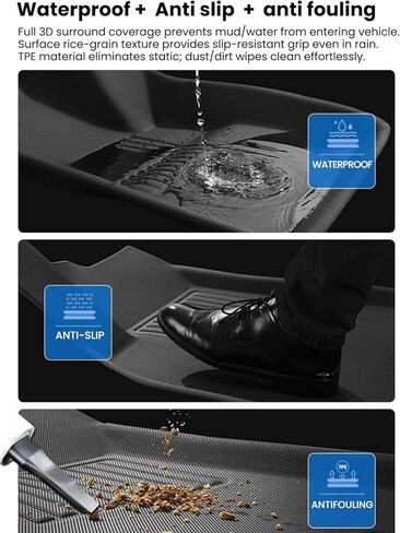 All-Weather Floor Mats for 2025-2026 Tesla Model Y Juniper - TPE Waterproof & Anti-Slip Car Mats, Custom Fit Full Coverage Interior Accessories (5-Seater) in Saudi Arabia