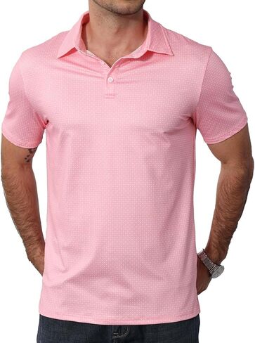 Men's Golf Polo Shirts Short Sleeve Moisture Wicking Dry Fit Performance Print Patterns Collared Polo Shirt in Kuwait