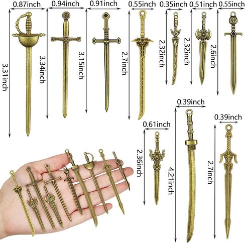 Hicarer 30 Pieces Antique Swords Knife Bookmark Sword Charms Pendants Bookmarks for Book Lovers Presents Reading Crafting DIY (Anti Brass) in Kuwait