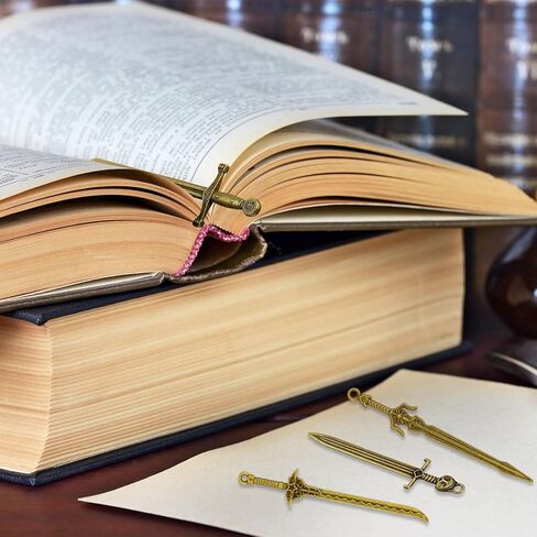 Hicarer 30 Pieces Antique Swords Knife Bookmark Sword Charms Pendants Bookmarks for Book Lovers Presents Reading Crafting DIY (Anti Brass) in Kuwait