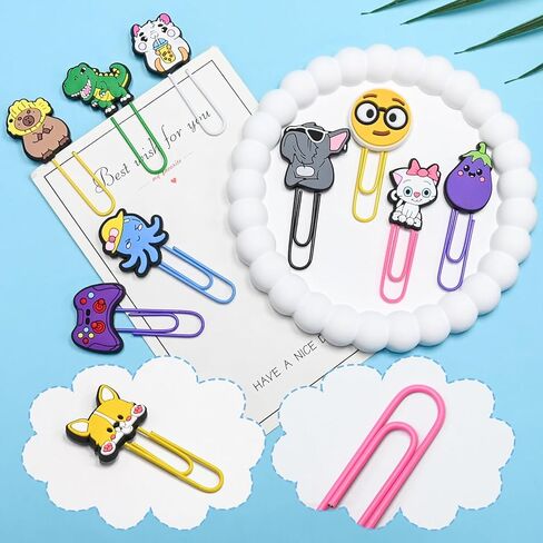 Cute Paper Clips, 40Pcs Random Paper Clips Bulk Colorful Fancy Metal Paperclips Funny Desk Decoration Bookmarks Clamp Cool Book Binder Clip Planner Clip for Paperwork Office Supplies Book Club Gifts in Kuwait