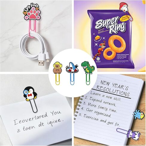 Cute Paper Clips, 40Pcs Random Paper Clips Bulk Colorful Fancy Metal Paperclips Funny Desk Decoration Bookmarks Clamp Cool Book Binder Clip Planner Clip for Paperwork Office Supplies Book Club Gifts in Kuwait