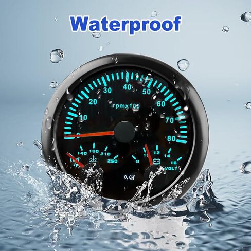 WATERWICH 7 اللون 3/8 "85 مللي متر 3in1 مقياس سرعة الدوران RPM مقياس درجة حرارة الماء الفولتميتر لسيارة شاحنة قارب مركبة SUV in Saudi Arabia